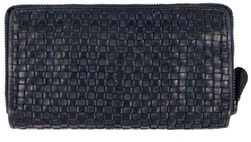 Вместительный женский кошелек из плетенной кожи с отделением на молнии Ashwood D84 94011 (Синего цвета) modnotak фото №2