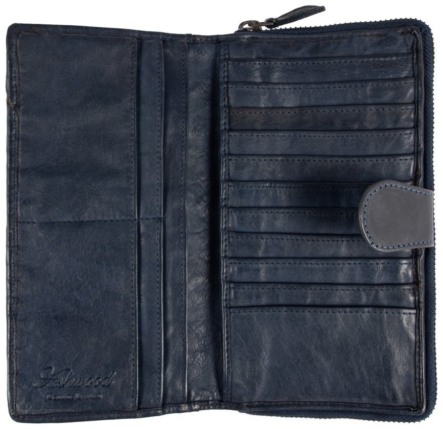 Вместительный женский кошелек из плетенной кожи с отделением на молнии Ashwood D84 94011 (Синего цвета) modnotak фото №3