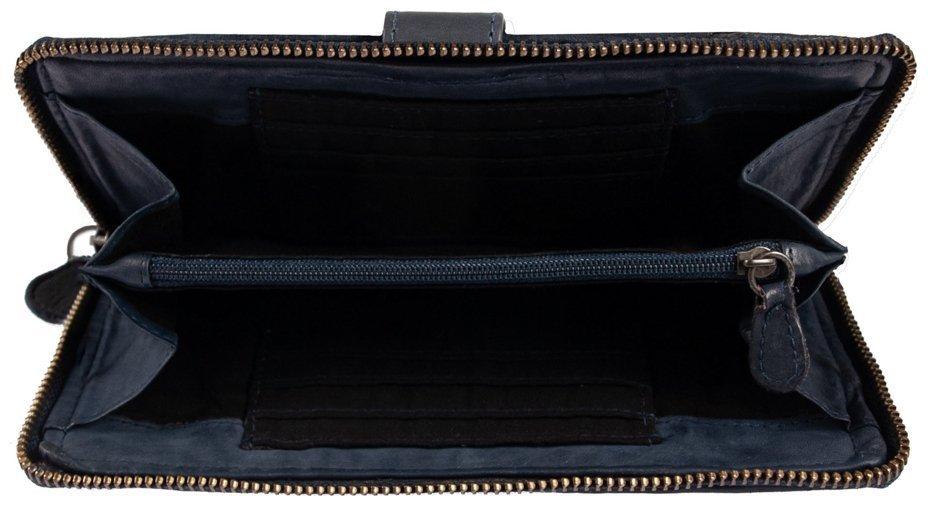 Вместительный женский кошелек из плетенной кожи с отделением на молнии Ashwood D84 94011 (Синего цвета) modnotak фото №4