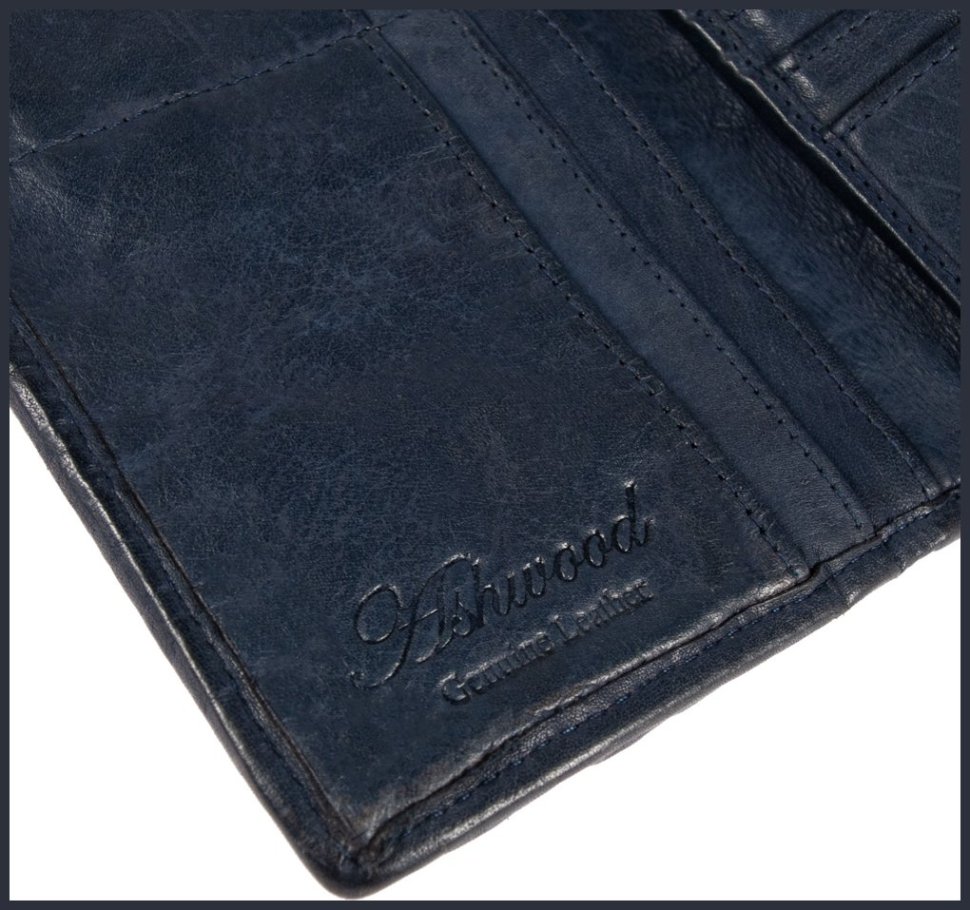 Вместительный женский кошелек из плетенной кожи с отделением на молнии Ashwood D84 94011 (Синего цвета) modnotak фото №5