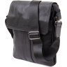 Чорна сумка-планшет з фактурної шкіри з клапаном Vintage (20442) - 1