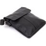 Черная сумка-планшет из фактурной кожи с клапаном Vintage (20442) - 3
