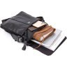Черная сумка-планшет из фактурной кожи с клапаном Vintage (20442) - 5