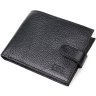 Чоловічий портмоне із фактурної шкіри чорного кольору з хлястиком на кнопці BOND (2421994) - 1