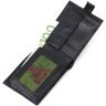 Чоловічий портмоне із фактурної шкіри чорного кольору з хлястиком на кнопці BOND (2421994) - 4