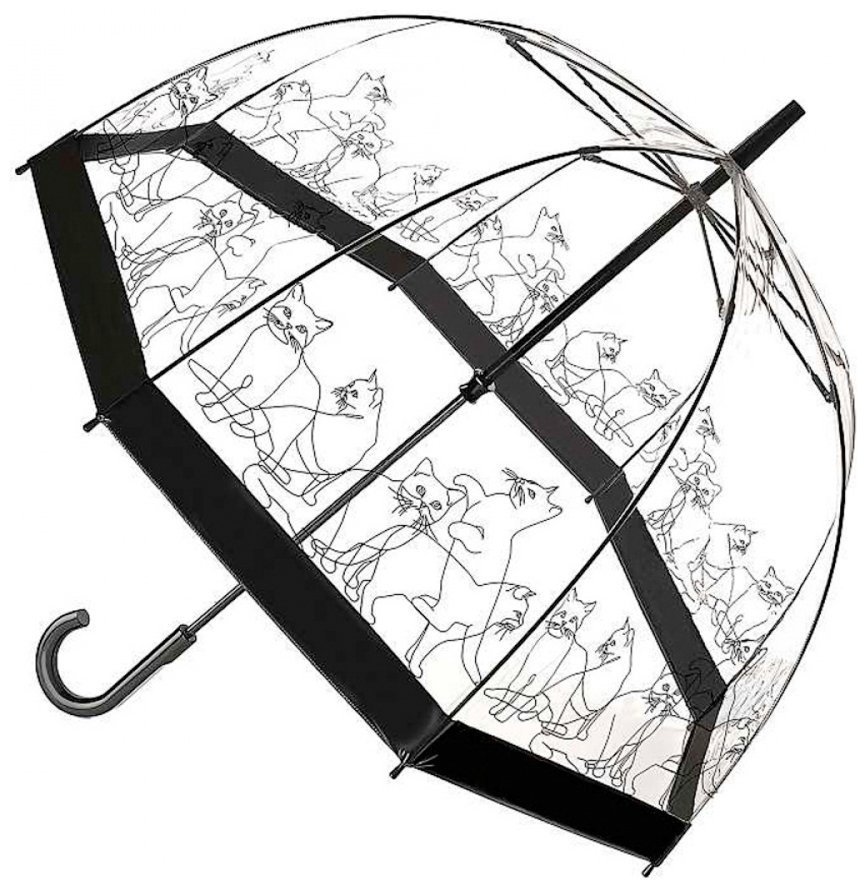 Женский зонт-трость Fulton Birdcage-2 Cats (Черный, механика, 8 спиц, для женщин) 94211 modnotak фото №1
