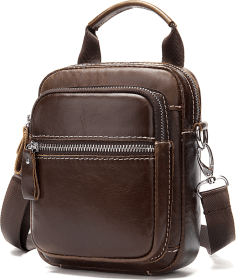 Шкіряна сумка-барсетка на пояс в коричневому кольорі Vintage (20012)