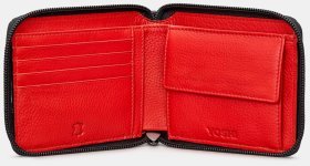 Компактне шкіряне портмоне на блискавці Yoshi (чорний зовні та червоний усередині) 94411