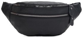 Сумка поясная из кожи флотар на каждый день для мужчин Borsa Leather 104511 черного цвета