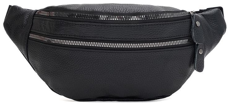 Сумка поясная из кожи флотар на каждый день для мужчин Borsa Leather 104511 черного цвета modnotak фото №1