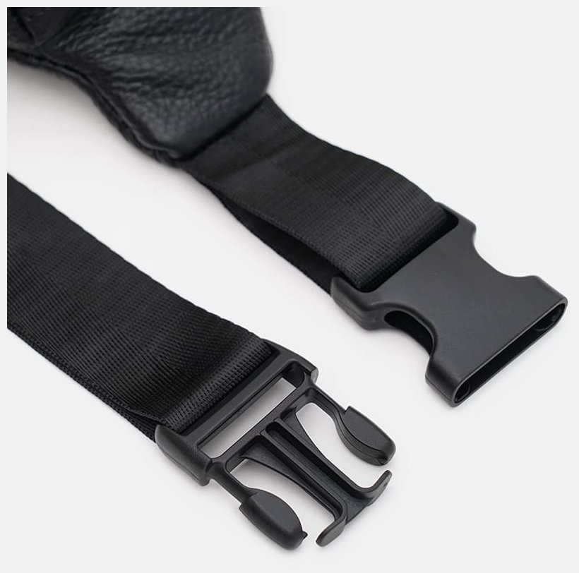 Сумка поясная из кожи флотар на каждый день для мужчин Borsa Leather 104511 черного цвета modnotak фото №4