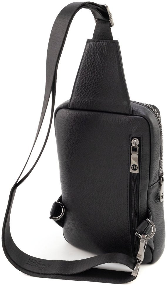 Мужская кожаная сумка слинг через плечо H.T Leather 94511 (черного цвета) modnotak фото №3