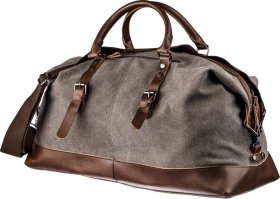 Простора текстильна дорожня сумка сірого кольору Vintage (20165)