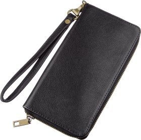 Мужской горизонтальный кожаный клатч черного цвета SHVIGEL (19123)