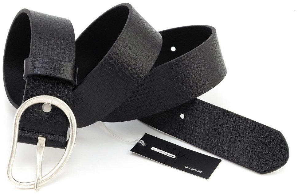 Широкий дизайнерский ремень из итальянской фактурной кожи Gherardini 45055 черный modnotak фото №3