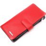 Жіночий червоно-чорний гаманець з натуральної шкіри з хлястиком на магніті KARYA (2420997) - 1