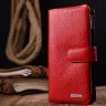 Жіночий червоно-чорний гаманець з натуральної шкіри з хлястиком на магніті KARYA (2420997) - 7