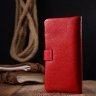 Жіночий червоно-чорний гаманець з натуральної шкіри з хлястиком на магніті KARYA (2420997) - 8