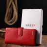 Жіночий червоно-чорний гаманець з натуральної шкіри з хлястиком на магніті KARYA (2420997) - 9