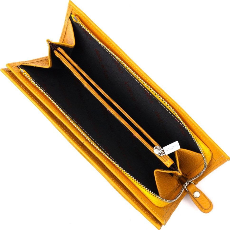 Великий жіночий гаманець жовтого кольору з натуральної шкіри KARYA (2421097)