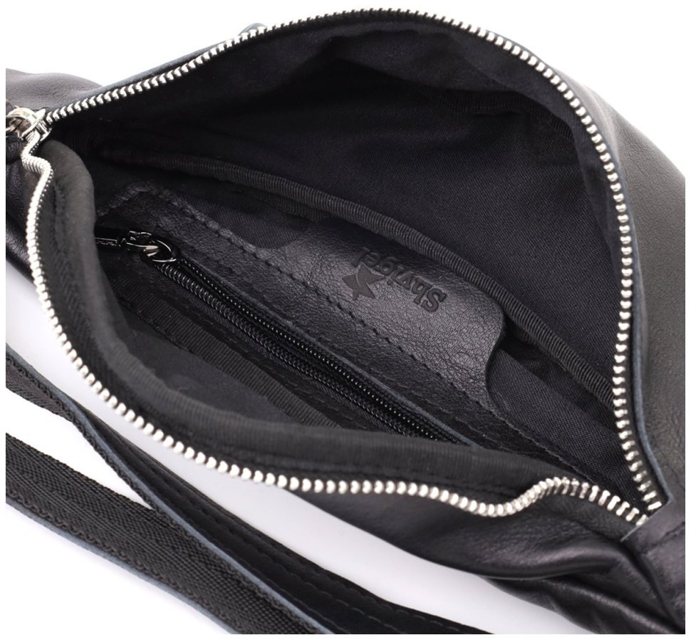 Большая мужская сумка через плечо из натуральной кожи черного цвета Shvigel 95111 modnotak фото №7