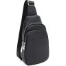 Чоловічий шкіряний рюкзак-слінг чорного кольору з однією лямкою Ricco Grande (56011) - 1