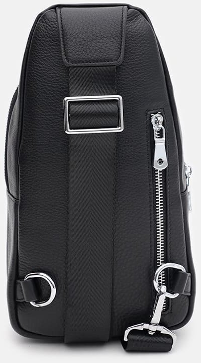 Чоловічий шкіряний рюкзак-слінг чорного кольору з однією лямкою Ricco Grande (56011)