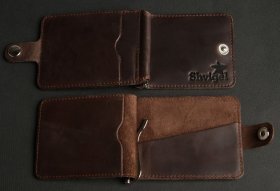 Коричневий зажим для купюр із вінтажної шкіри на кнопці SHVIGEL (2413786)