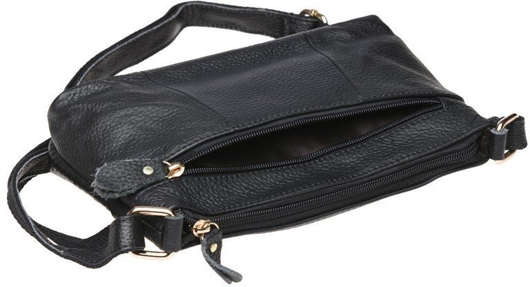 Жіноча стильна шкіряна сумка невеликого розміру в чорному кольорі Keizer (19354)