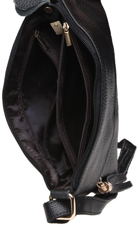 Жіноча стильна шкіряна сумка невеликого розміру в чорному кольорі Keizer (19354)