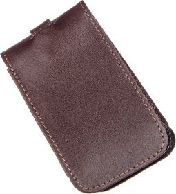 Компактная кожаная коричневая ключница с хлястиком SHVIGEL (2413989)