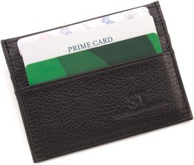 Шкіряна кредитниця мініатюрного розміру чорного кольору ST Leather 1767211