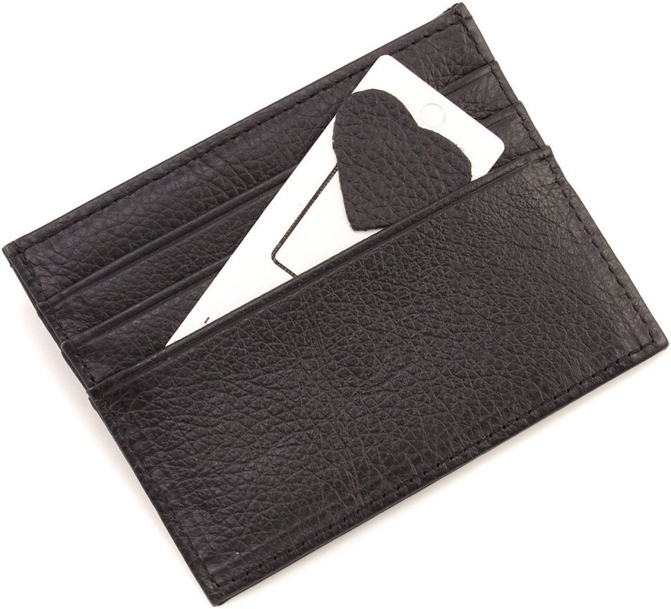 Шкіряна кредитниця мініатюрного розміру чорного кольору ST Leather 1767211