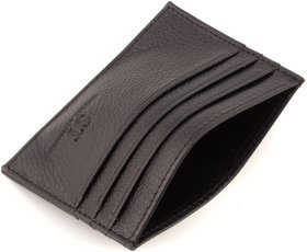 Кожаная кредитница миниатюрного размера черного цвета ST Leather 1767211