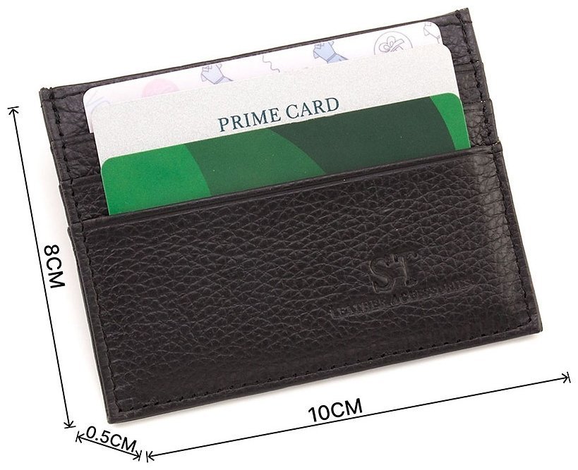 Кожаная кредитница миниатюрного размера черного цвета ST Leather 1767211 modnotak фото №3