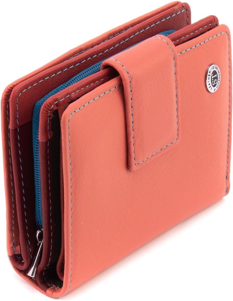 Жіночий гаманець з натуральної шкіри рожевого кольору під документи ST Leather 1767311