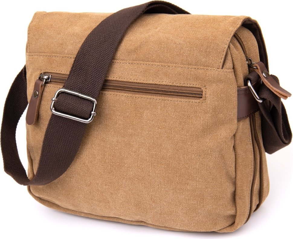 Пісочна чоловіча сумка-месенджер з текстилю Vintage (20607)