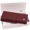 Шкіряний жіночий гаманець бордового кольору з хлястиком на кнопці ST Leather 1767411 - 8
