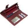 Шкіряний жіночий гаманець бордового кольору з хлястиком на кнопці ST Leather 1767411 - 5
