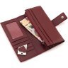 Шкіряний жіночий гаманець бордового кольору з хлястиком на кнопці ST Leather 1767411 - 7
