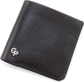 Мужское портмоне из натуральной кожи черного цвета без монетницы Grande Pelle 67811