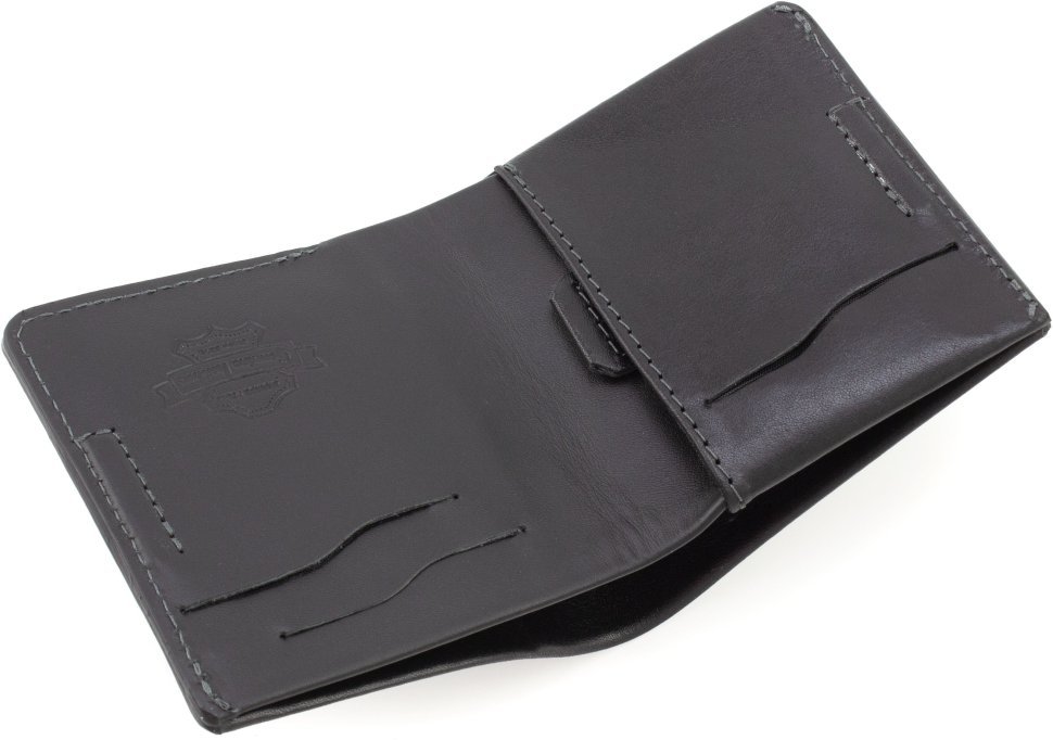 Чоловіче портмоне з натуральної шкіри чорного кольору без монетниці Grande Pelle 67811