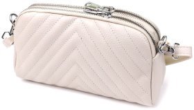 Повседневная женская сумка из натуральной кожи с прошитыми ромбами через плечо Vintage 98211 белого цвета