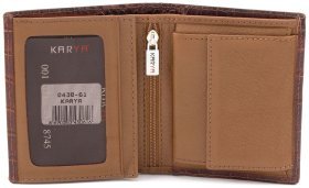 Функциональный кожаный кошелек коричневого цвета с тиснением KARYA (12355)