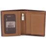 Функциональный кожаный кошелек коричневого цвета с тиснением KARYA (12355) - 2