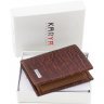 Функциональный кожаный кошелек коричневого цвета с тиснением KARYA (12355) - 6