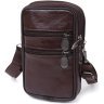 Мужская маленькая кожаная сумка на пояс коричневого цвета Vintage 2420471  - 1