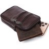 Мужская маленькая кожаная сумка на пояс коричневого цвета Vintage 2420471  - 3