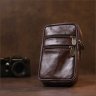 Мужская маленькая кожаная сумка на пояс коричневого цвета Vintage 2420471  - 5