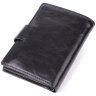 Компактный кошелек из гладкой кожи черного цвета на кнопке с монетницей Tony Perotti 108511 modnotak фото - 2